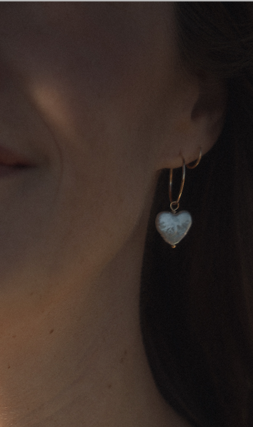 Heart Pearl Hoops